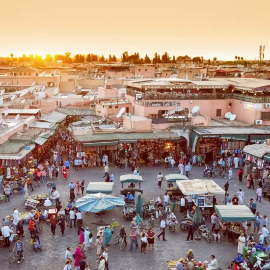 Authentic street food vs restaurant dining in Morocco experience in Marrakech Medina.