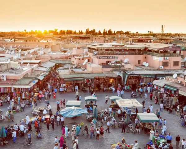 Authentic street food vs restaurant dining in Morocco experience in Marrakech Medina.