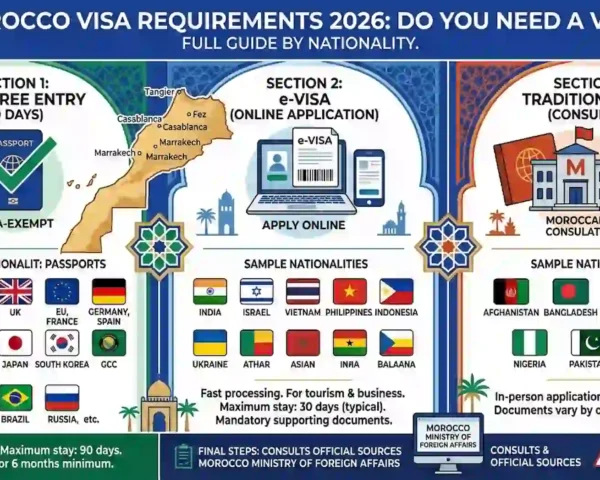 Morocco visa requirements,do I need a visa for Morocco Morocco visa free countries Morocco tourist visa 2026 Morocco entry requirements Morocco visa on arrival Morocco passport validity requirements how long can I stay in Morocco without a visa Morocco e-visa application Morocco visa for US citizens Morocco visa for UK citizens Morocco visa extension Morocco border crossing requirements Morocco customs rules tourists
