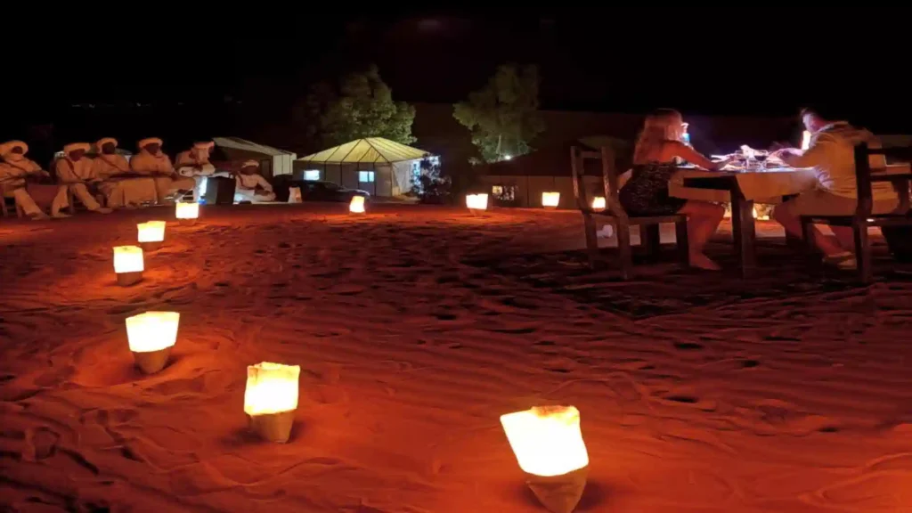 New Year’s Eve in the Sahara Desert — campfire at Over Morocco Tours’ Erg Chebbi desert camp, Merzouga Morocco in December