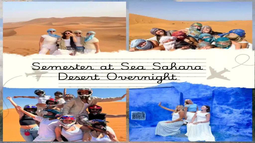 semester at sea Sahara desert overnight tour, semester at sea desert camp Morocco, Erg Chebbi camel trek students, Merzouga desert overnight SAS, Sahara sleepover Morocco study abroad, semester at sea Morocco desert experience