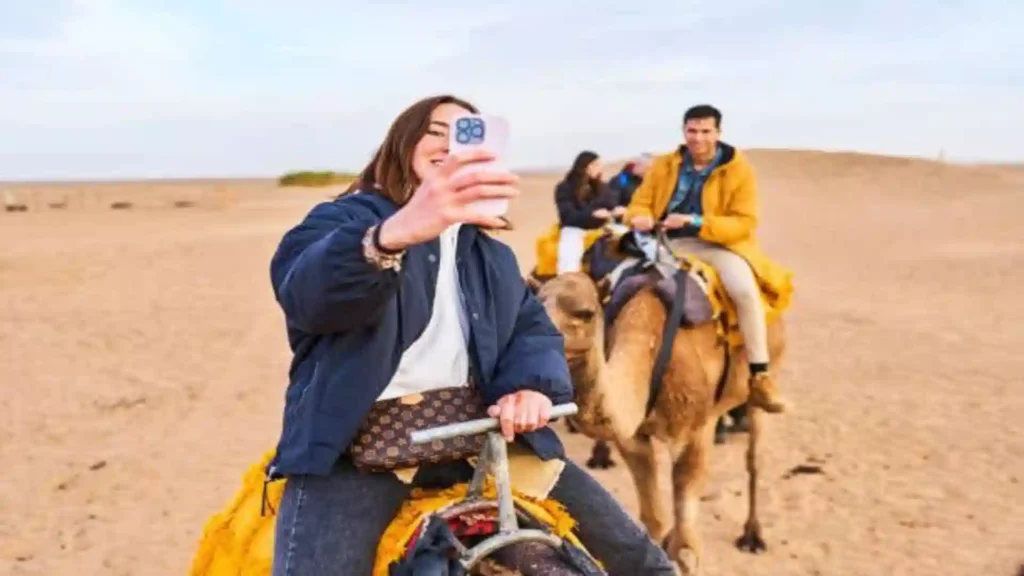 Atlas Morocco map the tourists enjoy their camel trek in Merzouga