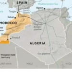 A detailed map of North Africa highlighting Morocco, Spain, and neighboring nations to answer is Morocco an African country.